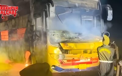 बस में भीषण आग